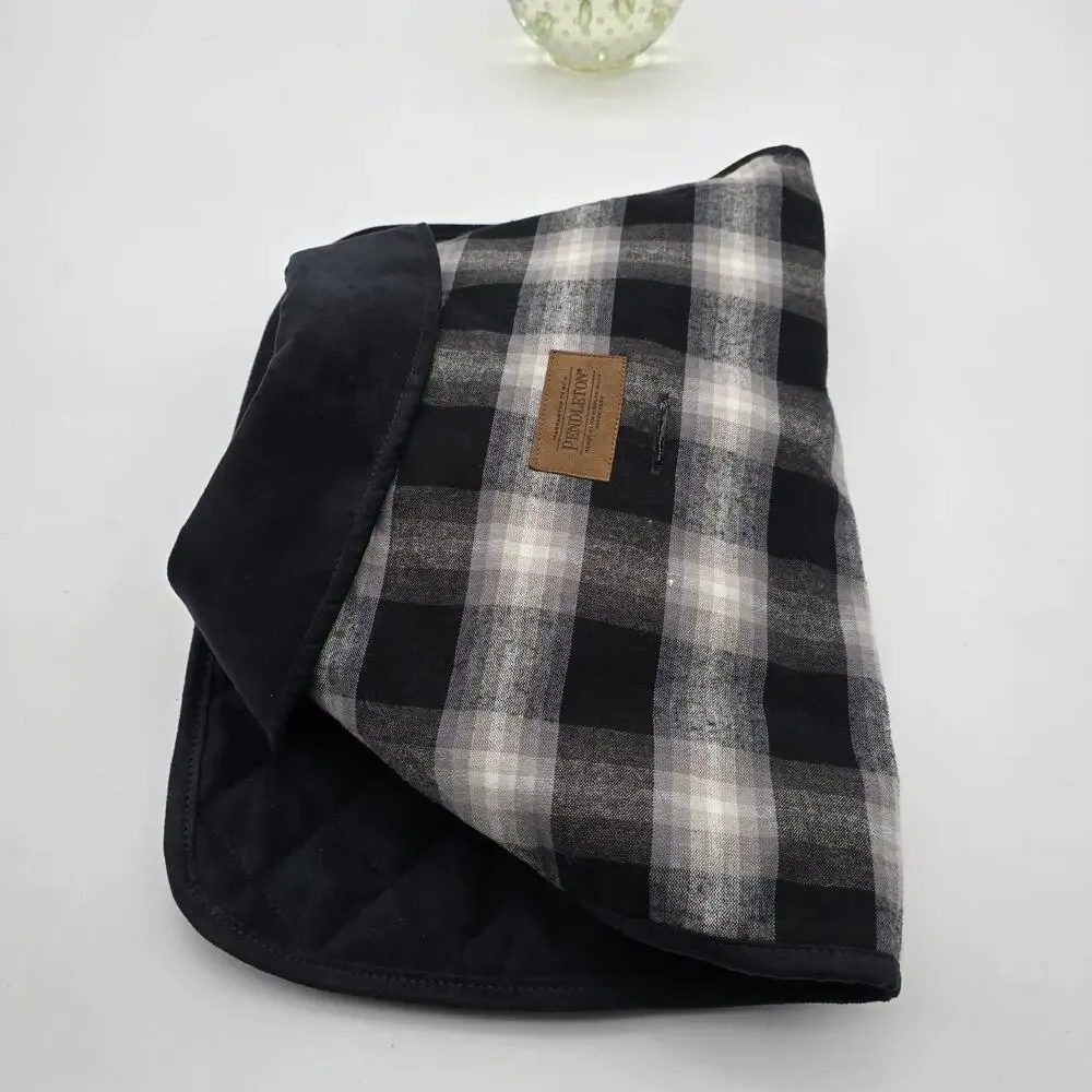 PENDLETON Dog Coat Black White Gray Plaid Large 30-55 Lbs Jacket Carolina